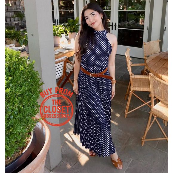 ZARA BLOGGER FAVE!!! Belted Pleated Halter Midi Dress NWT 💙 - Picture 10 of 16